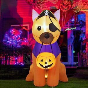 5.2 FT Halloween Inflatables Dog Outdoor Decorations Pirate Dog Picking